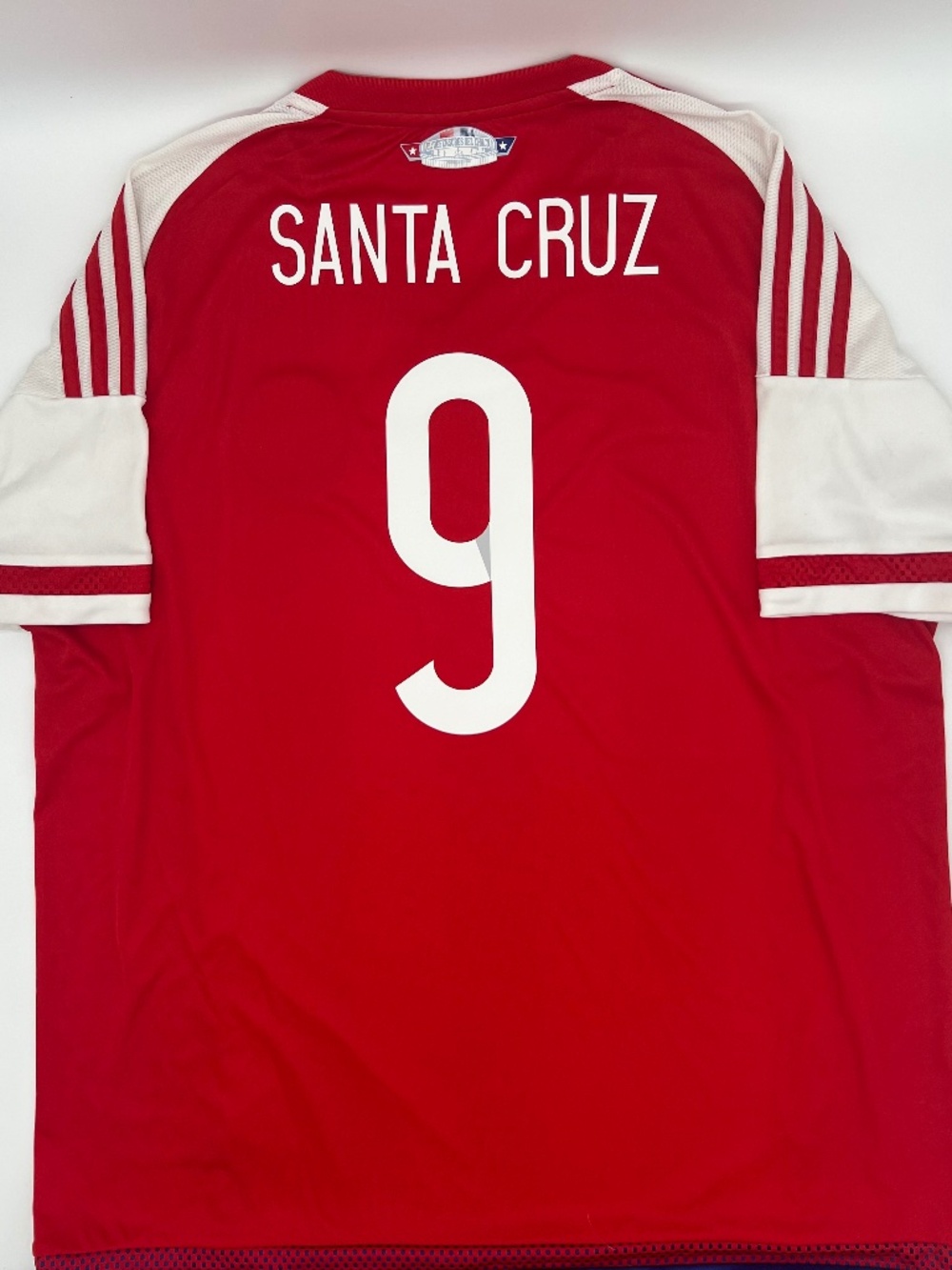 Paraguay 2015/2016 Home Authentic Adidas Santa Cruz #9 Jersey XL Men Red White